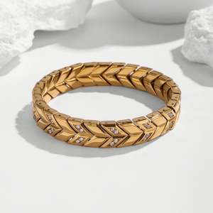 Arrow Link <b>Bracelet</b> Jewelry for <b>Men</b> Stainless Steel Gold Plated Geometric Chain Iced Out Zircon Hip Hop Jewelry FashionAccessory - Product Image 6