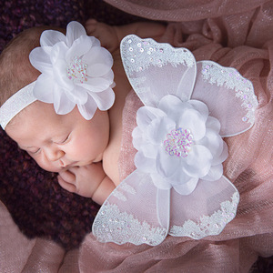 Accesorios de fotografía recién nacido alas de mariposa color sólido bebé Luna Llena fotografía flor alas Accesorios - Product Image 2