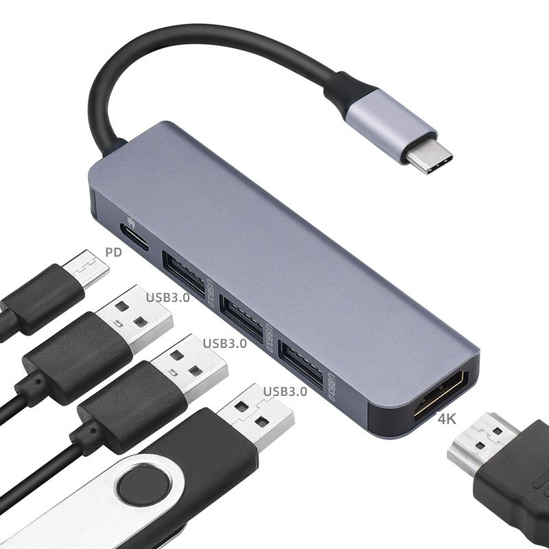 Высококачественный Универсальный Usb c 5 в 1 концентратор из алюминиевого сплава для macbook