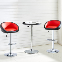 Tabouret haut de bar en cuir rouge pour restaurant, mobilier de maison, dossier, tabouret de bar pour petit-déjeuner, chaises de bar en plastique, tabourets de bar en métal