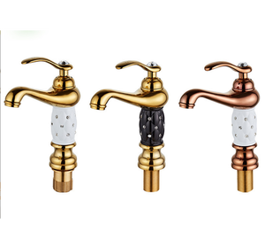 <span class=keywords><strong>Grifos</strong></span> de latón y jade coloridos, mezcladores de agua pequeños de color, para lavabo de baño, mármol, barato - Product Image 1
