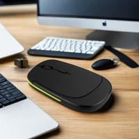 Souris sans fil USB 2.4G mince et fine à LED mini, piles AAA*2, pour PC et ordinateur portable, en stock