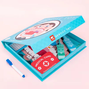 유아용 치과 의사 키트 3-5 유아를위한 놀이 세트 어린이를위한 나무 의사 키트 - Product Image 5