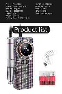 Portable Rechargeable <strong>Nail</strong> <strong>Drill</strong> 35000 RPM Low Noise with LCD Screen and Rhinestone Decoration - Product Image 2