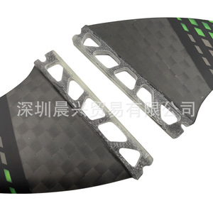 Ensemble de 3 ailerons de planche de surf en fibre de carbone nid d'abeille UPSURF Future Base Black Grid - Product Image 5