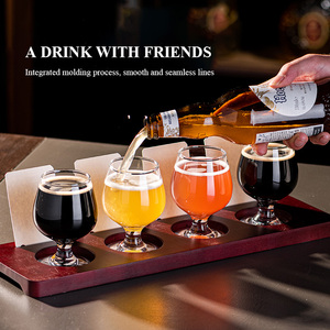 Bia bảng chuyến bay với Brandy Kính biểu tượng tùy chỉnh rượu vang thủy tinh thủ công nếm chuyến bay mái chèo khay gỗ với giấy nhãn cho thanh - Product Image 2