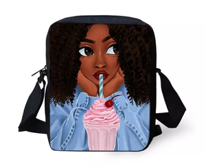 1Pc Moq Kleine Messenger Tassen Voor Vrouwen Amerikaanse Zwarte Kunst Afrikaanse Meisjes Messenger Bag Mini Handtassen Portemonnee Leuke Kids schoudertas - Product Image 3