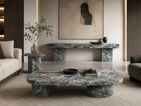 Dalles de marbre dolomite bleu Pacifique, pierre naturelle polie, pour îlots de cuisine, comptoirs, tables à manger et meubles-lavabos de salle de bain