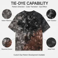 T-shirt tie-dye délavé effet minéral du fabricant, 100 % coton épais, coupe oversize, style vintage, production OEM en gros