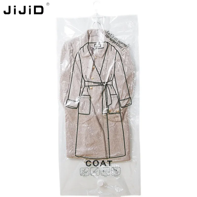 कपड़ों के लिए JIJID वैक्यूम बैग, लटकती अलमारी भंडारण ऑर्गनाइज़र कवर, कपड़ों के लिए स्पेस सेवर बैग, वैक्यूम पैकेज स्टोरेज बैग