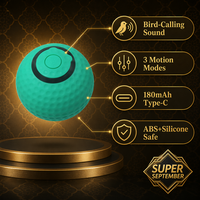 Jouet pour oiseaux de type mini-golf, direct usine, en matériau ABS, avec son d'appel d'oiseau, roulement automatique, 3 modes de rebond circulaire, rechargeable