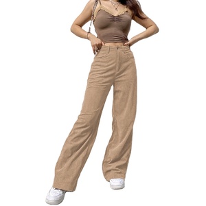 <span class=keywords><strong>Pantaloni</strong></span> in Velluto a Coste Marrone a Gamba Larga, Stile Vintage Anni '90, Casual e Traspirante per Ragazze Adolescenti - Product Image 1