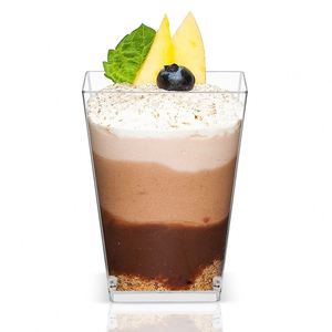 Contenants carrés transparents jetables personnalisés de 5 oz biodégradables pour gobelets à dessert - Product Image 3