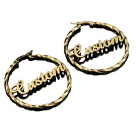 Collar con Nombre Personalizado en 3D, Chapado en Oro de 18K y Plata, Dos Tonos Metálicos, Más Vendido, Pulsera y Pendientes con Iniciales
