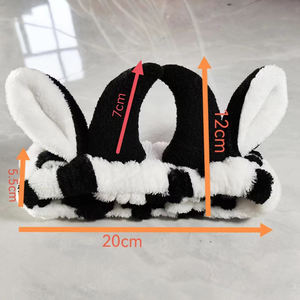 رباط رأس نسائي ناعم ومزود بشريط من الفلانيل للوجه يُستخدم في غسل الشعر وعليه قرون بقرة وهو رباط مطاطي للشعر ومكياج للشعر المنتفخ - Product Image 6