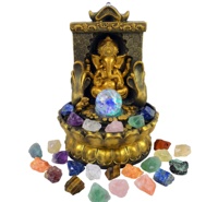 Fontaine cascade miniature en résine Ganesha Bouddha avec lumière LED apaisante, décoration artisanale pour la maison