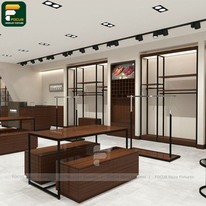 Modern Apparel Shop Display Rack Fashion Cabinet <b>Wall</b> Shelving Cashier Counter Boutique Lighting Fixture - Product Image 1