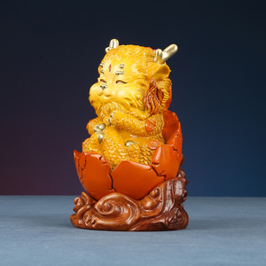 Qilin Cub <b>Egg</b> Pet Copper Feng Shui Ornament Home Office Desk Birthday Gift - Product Image 1