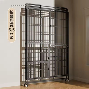 Katlanabilir İç Mekan Metal Kedi Kafesi, Evde Kullanım İçin Tuvaletli, Ekstra Geniş Alanlı, Güçlendirilmiş Kare Boru Çerçeveli - Product Image 5