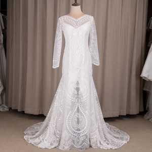 2022 personalizzare abito da sposa sirena mare manica lunga illusione Boho bohémien fuga abito da sposa sirena - Product Image 1