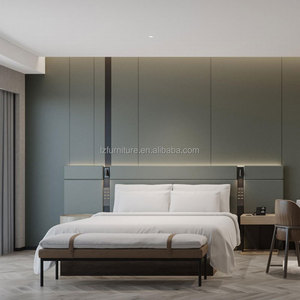 Juego de Muebles de Dormitorio de Hotel a Precio Bajo Directo de Fábrica: Cama King de Madera con Mesita de Noche, Cabecero, Armario, Mesa Auxiliar y Otomana - Product Image 1