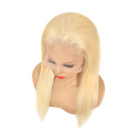 Perruques brésiliennes blondes 613 de 12 à 28 pouces, grade 10A, vierges, naturelles, avec frontal 13*6 en dentelle, densité 180%, pour femmes noires