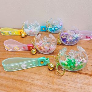 3D Acrylic Kawaii Cute Keyring <b>Key</b> Chain <b>Ring</b> Creative Filed Liquid Oil Quicksand Bottle Cute Strawberry Floating Keychain - Product Image 2