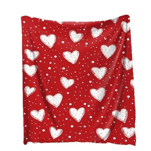 Plaid en flanelle à motif de cœurs rouges, rectangulaire, confortable et chaud pour la maison, utilisation hivernale, style simple, design imprimé - Product Image 3