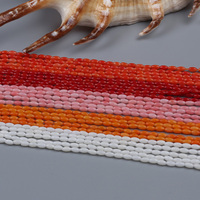 Perles de corail en forme de riz de haute qualité pour la fabrication de bijoux, vente en gros, 2x4mm