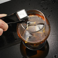 Vente chaude 4pc Réutilisable En Acier Inoxydable Whisky Pierres De Refroidissement Ensemble Glaçons Congelés Rapidement pour La Maison Bar Drinkware Accessoires