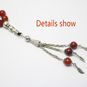 Bijoux islamiques personnalisés religieux de haute qualité tasbih Muslim Rose 33 prières plumes Tassel rose agate 10mm 8mm perle - Product Image 4