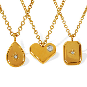 Collar con colgante en forma de corazón chapado en oro con circonita para mujer, uso diario - Product Image 5