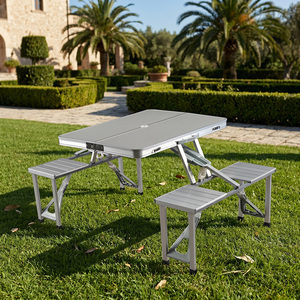<span class=keywords><strong>Table</strong></span> <span class=keywords><strong>pliante</strong></span> moderne en métal Uplion avec 4 sièges, <span class=keywords><strong>table</strong></span> <span class=keywords><strong>de</strong></span> <span class=keywords><strong>camping</strong></span> en aluminium MDF pour une utilisation en extérieur, pour les pique-niques, les parcs, les villas - Product Image 1