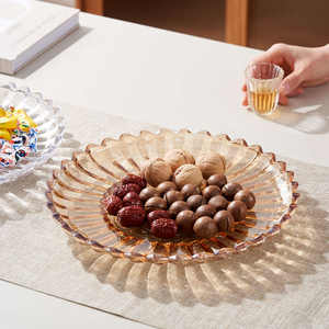 Plateau à fruits en verre cristal rond, assiette à collations pour fête, maison, salon, plat décoratif - Product Image 1