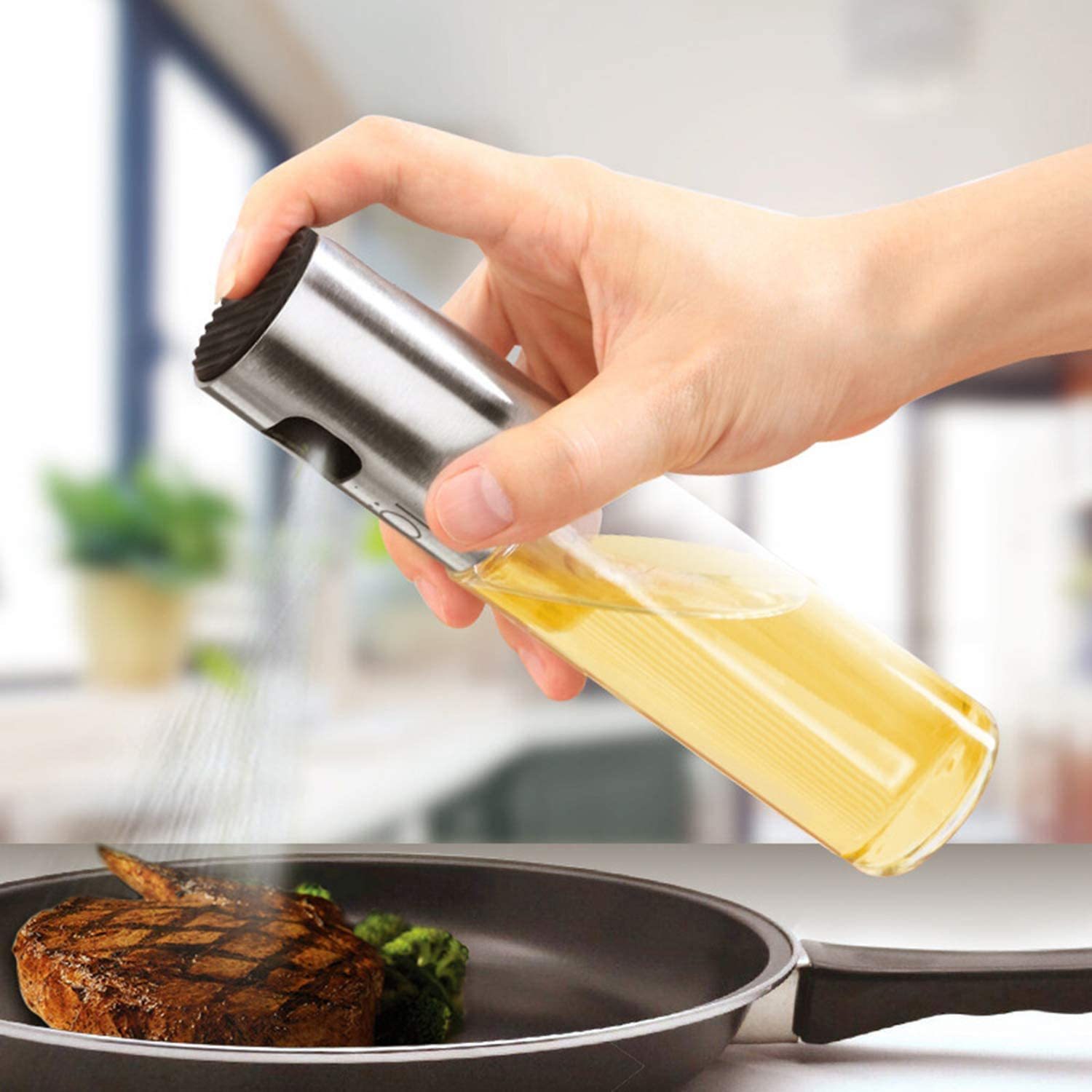 Pulvérisateur d'huile pour distributeur, cuisine Olive, pompe en acier inoxydable, bouteille en verre, spray d'huile, cuisine de haute qualité ml Pulvérisateur d'huile pour distributeur, cuisine Olive, pompe en acier inoxydable, bouteille en verre, spray d'huile, cuisine de haute qualité ml
