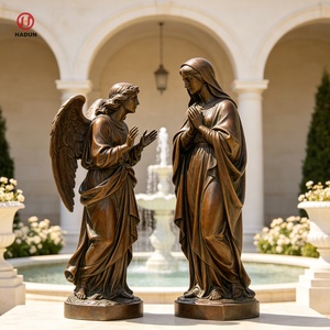 Statue en bronze de <span class=keywords><strong>l</strong></span>'Annonciation, taille réelle, Archange <span class=keywords><strong>Gabriel</strong></span> et Vierge Marie aux mains jointes en prière, groupe de deux figures, décoration de jardin - Product Image 1