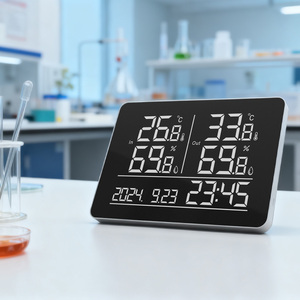 Thermomètre et hygromètre mural à double usage pour bureau, adapté à une utilisation intérieure et extérieure avec émetteur sans fil - Product Image 5