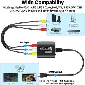 Convertisseurs et répartiteurs vidéo AV vers HDMI prenant en charge 720p 1080p pour PS1/PS2/PS3, Xbox 360, WII/N64/SNES/STB/<span class=keywords><strong>VHS</strong></span>/VCR/Lecteurs <span class=keywords><strong>DVD</strong></span> Blu-Ray - Product Image 6