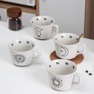Tazza Creativa Dipinta a Mano Sole Luna Minimalista 350ml, Tazza da Caffè in Terracotta Opaca, Perfetta per Caffetterie - Product Image 6