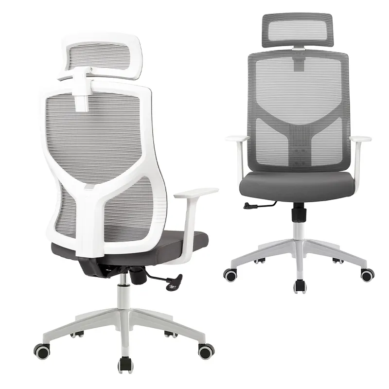वाणिज्यिक उच्च वापस कस्टम कार्यकारी समायोज्य जाल घर आराम आधुनिक सफेद फ्रेम कार्यालय कुर्सी का इस्तेमाल किया