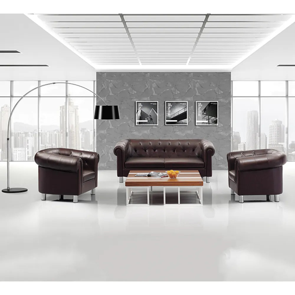 Set Sofa Kulit Kantor Mebel Kualitas Tinggi KL-S107 Ruang Tunggu Harga Kompetitif