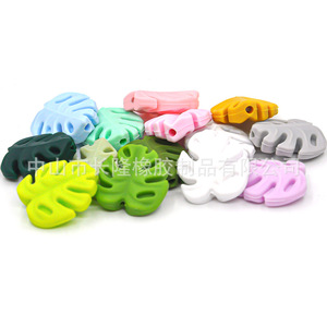 Cuentas de silicona con forma de hoja de Monstera, forma de diamante, para hacer pulseras, cuentas sueltas, accesorios de dentición de calidad alimentaria - Product Image 2