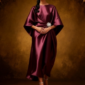 ชุดเดรสผ้าซาตินประดับมุกดอกไม้สไตล์หรูหราสำหรับผู้หญิง แบรนด์ Sehe Fashion - Product Image 5