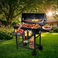 Barbecue de camping extérieur pliable de style européen et américain, en acier noir, grande taille, pour cour, avec charbon de bois détachable