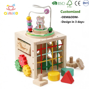 Cube d'activités Montessori <span class=keywords><strong>en</strong></span> bois OEM, jouets éducatifs pour tout-petits, boîte multifonctionnelle, trieur de formes, fournisseur <span class=keywords><strong>en</strong></span> gros - Product Image 1