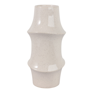 Vase en céramique minimaliste à finition mouchetée avec détail annulaire pour la décoration du salon, fleurs fraîches - Product Image 3