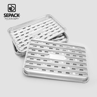 Plateau de barbecue jetable perforé en aluminium de 14 pouces pour poisson, crevettes, viande, légumes, barbecue en plein air NO.6a