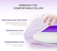 Oreiller en mousse à mémoire de forme de refroidissement violet avec couverture réversible double face Support de cou pour dormeurs latéraux Housse amovible lavable