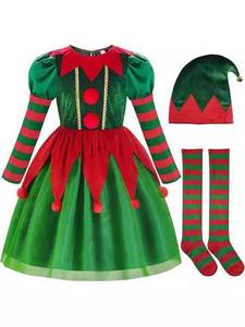 Disfraz <span class=keywords><strong>de</strong></span> Duende Navideño <span class=keywords><strong>de</strong></span> Alta Calidad para Niñas, con Falda, Verde, Material <span class=keywords><strong>de</strong></span> Poliéster, para Pequeñas Ayudas <span class=keywords><strong>de</strong></span> Santa - Product Image 5
