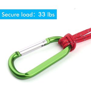 Black Silver Blue Red Yellow Green Caribeaner Clip 3" Inch Large Aluminum D Ring Shape Carabiner <b>Keychain</b> with Flat Keyring Hook - Product Image 5